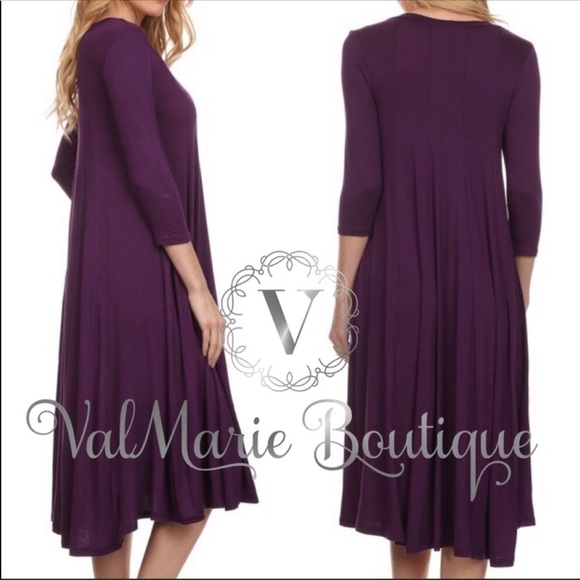 Fall Soft Plum Midi Dress - Picture 2 of 4